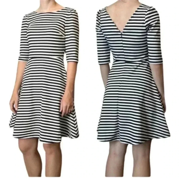 NWT PIXLEY Stitch Fix Kathy Fit & Flare Striped Dress Black/White Sz S - Picture 1 of 9